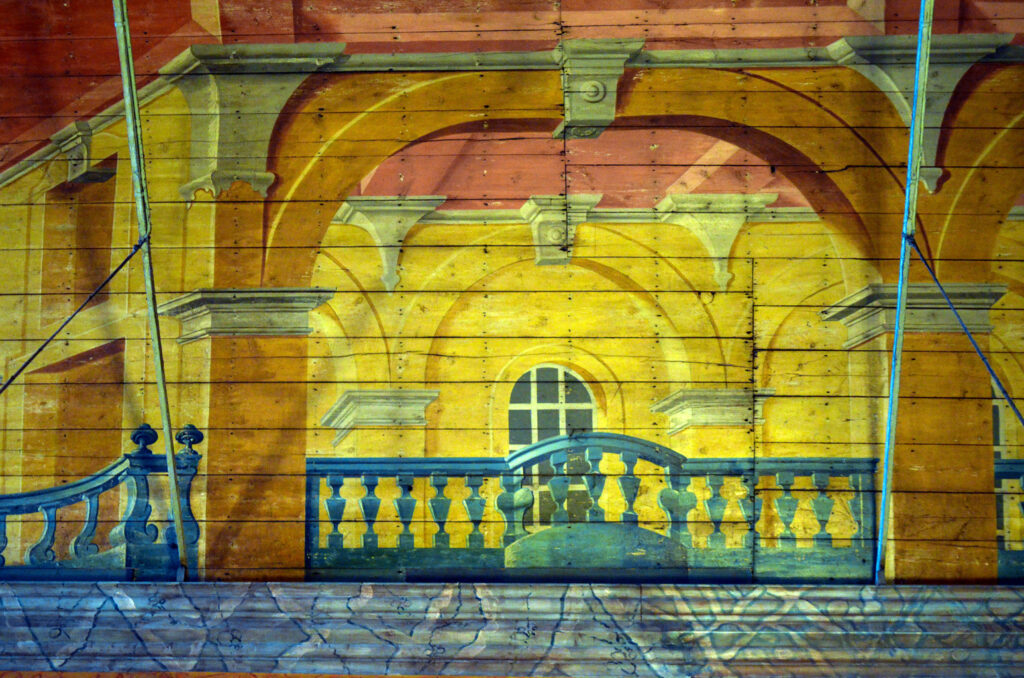 Wandbild Gebäude mit Balkon