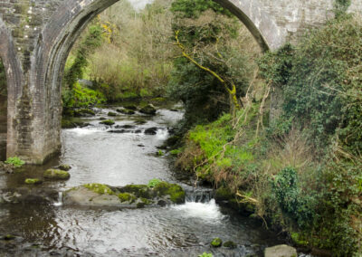 Steinbogenbrücke über Fluss in Irland