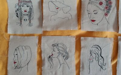 Freiformsticken Frauenköpfe
